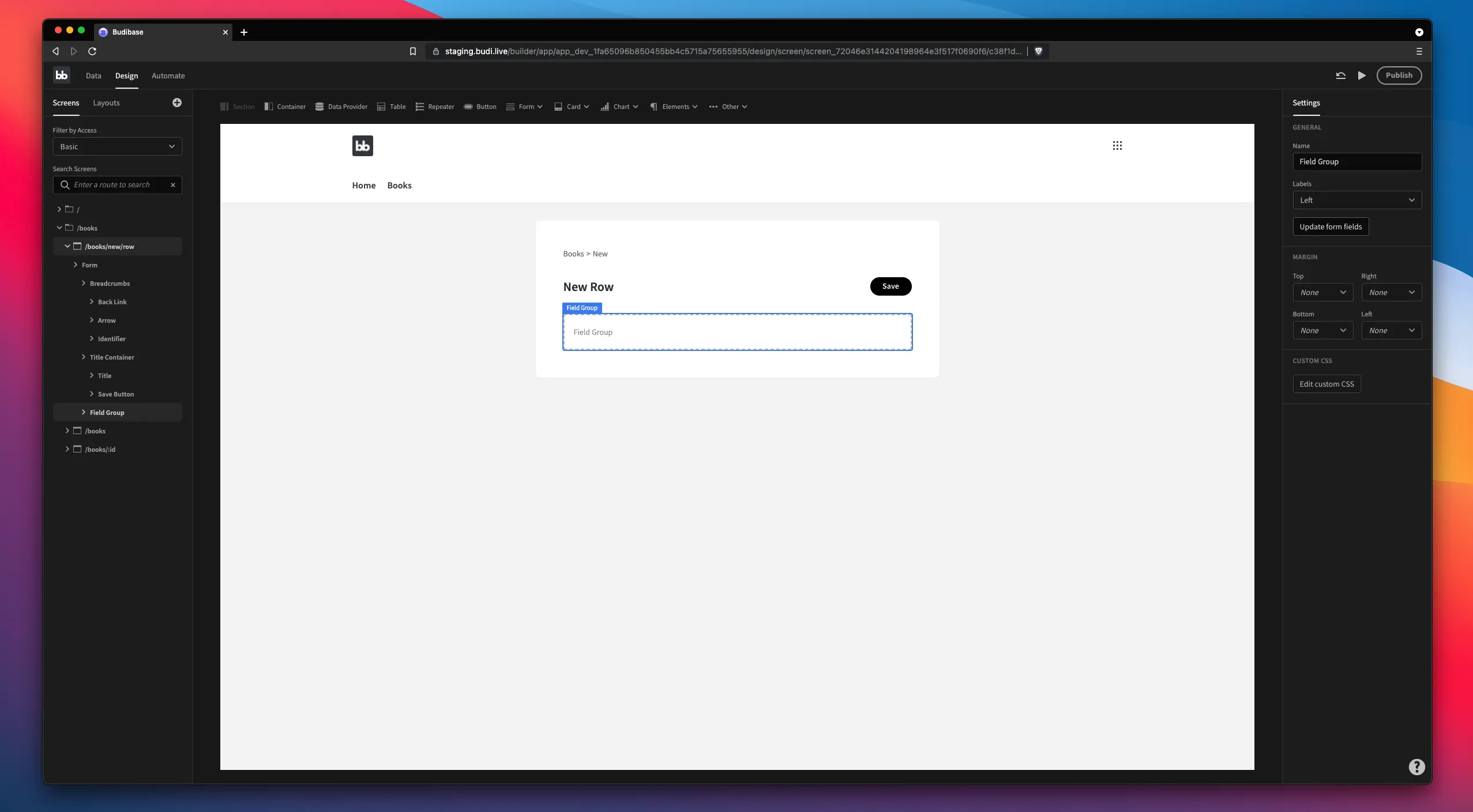 Update form fields in Budibase app